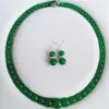 6-14mm jade verde Natural de pérolas colar pendientes conjunto de joyas 18242P