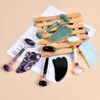 Wholesale Rose Quartz Jade Roller And Gua Sha Facial Beauty Massager Natural Amethyst Tiger Eye Face Roller Guasha Set Healing Crystal Gemstone Health Care