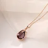 Pendant Necklaces Temperament Light Luxury Purple Crystal Tulips For Women Fashion Korean Stainless Steel Clavicle Chain Jewelry