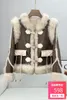 Autumn/Winter "Maillard" Rabbit Fur Integrated Coat Women's Short Lamb Collar Fur Coat 231221