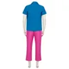 Zom Anime 100 Bucket List of the Dead Ryozaki Kenichiro Cosplay Costume Bluet-shirt Pink Pants Suit Man Outfit Halloween Party Costume