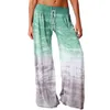 Active Shorts Women Casual Loose Gradient Tie Dye Printed Yoga Sport Long Pnats Wide Leg Pants Womens Petite Length