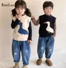 RiniLucia primavera niño bebé niña chaleco tejido abrigo niños chaleco moda casual niño prendas de vestir sin mangas cardigan tops 231220