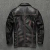 Men's Jackets American Retro Hand-Made Old Vegetable Tanned Full-Grain Leather Horse Dispatcher Real Clothes Male Amekaji Wear