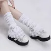 Chaussettes de femmes printemps été fille punk harajuku blanc trébuchet épissant la couverture de jambe en dentelle multicouche douce