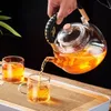 Gianxi Glass Tea Pot z tkanem Rękoche Chińskie odporne na ciepło przez Transpot Parating Kettle Zestaw 231221