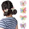 Accessoires pour cheveux 2 pièces/ensemble pince papillon dégradé flocage épingle à cheveux avec couvre-chef doré bébé fille enfants couleur arc-en-ciel