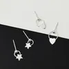 Stud Earrings Silver Color Love Five-Pointed Stars For Women Casual Style Girl Earings