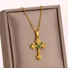 Pendanthalsband Punk Jesus Cross Halsband för kvinnor Rostfritt stål Opal Clavicle Chain Jewelry Gothic Gold-Plating Choker