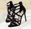 Sandals Roman Style Thin Heel Super High Suede Hollow Out Sexy Nightclub Sandals Summer