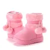 Bottes de fourrure pour enfants, chaussures d'hiver en fourrure pour filles, avec boule de cheveux mignonne, bottes de neige montantes, Anti-preuve, chaudes, pour tout-petits