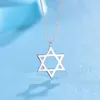 Pendant Necklaces Women Silver Color Hexagram Necklace Wedding Jewelry Set Boucle D'oreille Jewish Star Of David Choker Earring Sets