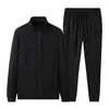 Running Sets Men Autumn Winter Coat Pants Suit Zipper Closure Stand Collar Drawstring Sweatpants Tracksuit