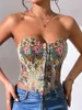 Kvinntankar Combhasaki Vintage Tube Tops Retro Flower Jacquard Low Cut Fishbone Strapless Tank Summer Backless Bandeau Corset