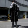 メンズフェイクミンクコート冬の長い毛皮の黒い色の暖かいウィンドブレイカープラスサイズカラーラクスールブランド衣料品ジャケット231220
