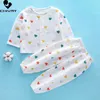 Kids Boys Girls Pajamas Summer Cotton Linen Cartoon Thin Therequarter Tops with Pants Baby Sleeping Clothing مجموعات 231220