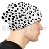 Berets Dalmatian Spot Vegan Animal Print Beanies Knit Hat Hip Hop Black White Minimal Monochrome Grey Nordic Pattern