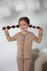 Пижама на пуговицах AS для мальчиков и девочек, осенне-зимнее платье с длинными рукавами 231220
