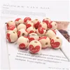 Wood 16Mm Round Wood Bead Red Love Heart Printing Valentines Day Wooden Loose Beads Diy Jewelry Accessory Drop Delivery Jewel Dhgarden Dh7Bs