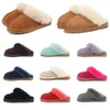 Designer ug tofflor päls fluffy tofflor cowhide mocka australiensiska vinterhus ugh stövlar kvinnor män scuffs wgg fluffy mules snö tossor storlek 35-45