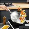 Pans Five-Layer Steel Frying Pan 304 Stainless Steak Wok Non-Stick Uncoated Stovetop Kitchen Drop Delivery Home Garden Dining Bar Cook Dhiq8