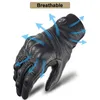 Classic Retro Cow Leather Motorcycle Gloves Black Full Finger Gloves Motorbike Locomotive Gloves Touch Screen Guantes Moto Glove 231221