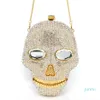 Designer- Black handmade Skull crystal women evening bags diamond ladies handbags party Clutch purse322t