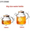 Heat Resistant Glass Tea Jug with Lid Water Pitcher Cold Kettle Pot or Cups Juice Carafe 231221