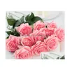Couronnes de fleurs décoratives Real Touch Rose Décor Artificielle Soie Floral Bouquet De Mariage Home Party Design Fleur Ga77 Drop Livrer Dhlye