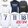 Fans Tops Tees BELLINGHAM 2024 Real Madrids Long Sleeve Soccer Jersey 2023 MODRIC ALABA VINI JR shirt RODRYGO VALVERDE TCHOUAMENI ARDA GULER KROOS Football Uniform f