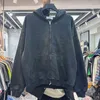 Löst dragkedja hoodie mäns plus size hoodies 24ss svart