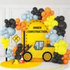 Construction Theme Black Yellow Orange Balloons Garland Set for Kids Boy Birthday Party Decorations 231221