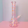 Retro Daisy Water Bongs 10inch Downstem Perc Glass Hookahs Pink Oil Dab Rigs Bubbler Ice Catcher Smoking Pipes