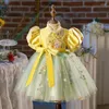 Dziewczyna sukienki Europejski Ameryki Retro Court Dziecięce Uwaga Baby Velvet Wedding Sukienka Princess Party Tutu for Girl