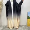 Etniska kläder 6Colors Abaya Dubai Robe Turkiet Kimono Ramadan Eid Muslimsk kvinnliga gradientfärger Bat ärmklänning Islamisk kardigan afrikan