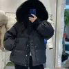 Manteau en coton pour femmes, chapeau en duvet, mode court filet rouge, pain coréen en vrac, automne et hiver 2023, 231221