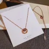 Designer Necklace Classic Rose Gold Titanium Necklace Women's Personalised Simple Celebrity Circle Roman Alphabet Sparkling Diamonds Collarbone Chain