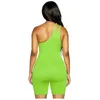 Kvinnors jumpsuits Solid Color One-Shulder Slim Fit bodysuit Yoga