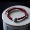Bedelarmbanden China-Chic Little Awakening Lion Armband Sterling Zilver Mannelijk En Rood Handtouw Geweven Geluksaccessoires Verstelbaar Paar