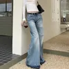 Women's Jeans American Retro Rough Selvage Washed Casual Women 2024 Spring Low-waisted Loose Distressed Denim Wide Leg Pants