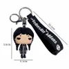 3D keychain PVC Wednesday Addams keychain American cool Addams family keychain doll toy