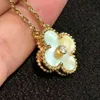 VANTY CLEEFTY High End Clover Necklace for Women Gold Plated 18k Rose Gold Unique Design Gold Beimu Jade Marrow Fashionable och