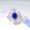 Cluster anneaux sfl2023 sapphire ring réel pur 18k Natural Royal Blue Gemstones 2.08ct Diamonds Stones Femme