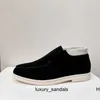Designers sapatos Suede de couro Pedals LP Mocassins de fundo liso Sapatos casuais casuais Sapatos masculinos preguiçosos HHS de alto corte