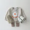 2023 Sonbahar Kore erkek bebek kız giysileri Set doğumlu bebek kıyafetleri uzun kollu çocuklar gündelik sweatshirt harem pantolon giyim 231221