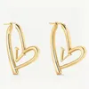 V Brief 18K Gouden Hart Hoepel Oorbellen Klassieke Titanium Staal Designer Sieraden Mode Vrouw Stud Earrings316L