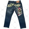 Мужские уличные джинсы в европейском и американском стиле Y2K с принтом в стиле хип-хоп и высокой талией, прямые свободные широкие брюки в стиле ретро, джинсовые брюки 231220