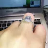 AAA Natural Moissanite S925 Cor para mulheres Fine Anilos de Gemstone Cushion Zirconia prata 925 jóias anel2341