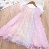Sukienki dla dziewczynek dziewczyny letnie sukienka butikowa 2023 Gradient kolorowe księżniczki Baby Super Fairy Ubrania dla dzieci