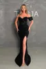 Long Mermaid Black Prom Dresses Elegant Sweetheart Sequined Formal Evening Bowns With High Front Slit Women Robe de Soriee